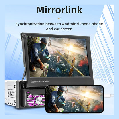 7in Universal Retractable Screen For Apple Carplay AndroidAuto With 12LED Rearview Camera