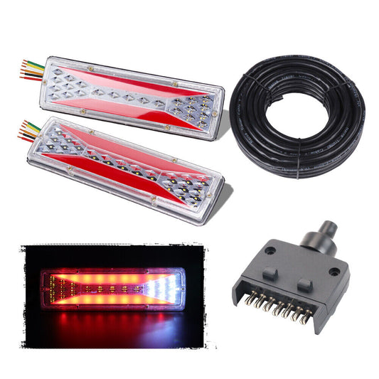 12V LED Trailer Tail Light Pair Plug 7m 5 Core
