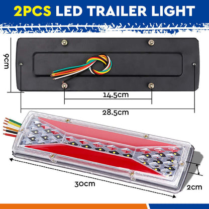 12V LED Trailer Tail Light Pair Plug 7m 5 Core