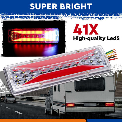 12V LED Trailer Tail Light Pair Plug 7m 5 Core
