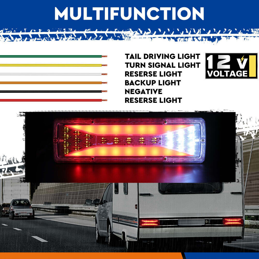 12V LED Trailer Tail Light Pair Plug 7m 5 Core