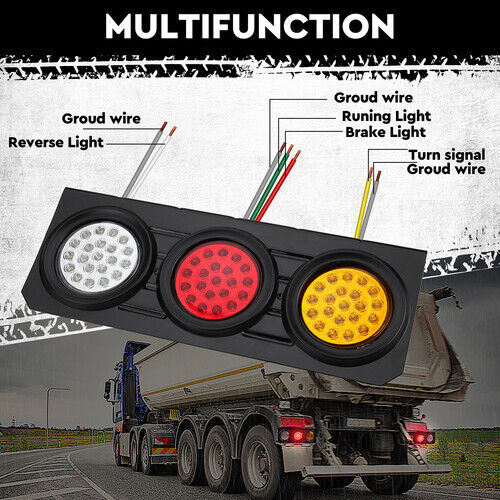 63 LED Trailer Tail Light Pair Plug 7m 5 Core