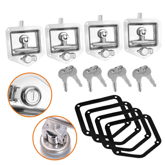 4-Piece T Handle Locks Tool Box With Keys Stainless Steel