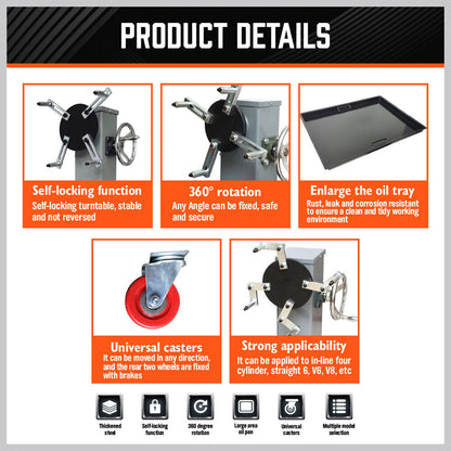 500kg Folding Engine Stand 1100lb Heavy-Duty Workshop Auto Crane Hoist