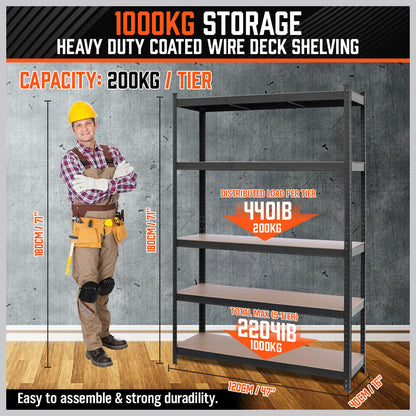 5-Tier Garage Shelving Warehouse Rack 1.8M 1.2M Racking Storage shelves