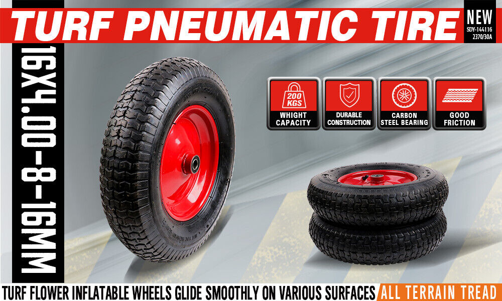 16" Wheelbarrow Trolley Wheel 4.80/4.00-8 Pneumatic Tyre 16mm Bore tyre