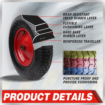 16" Wheelbarrow Trolley Wheel 4.80/4.00-8 Pneumatic Tyre 16mm Bore tyre