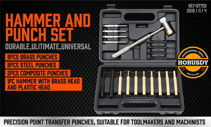 19Pack Hammer & Punch Brass / Roll Pin Punch Gun