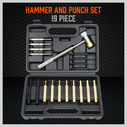 19Pack Hammer & Punch Brass / Roll Pin Punch Gun
