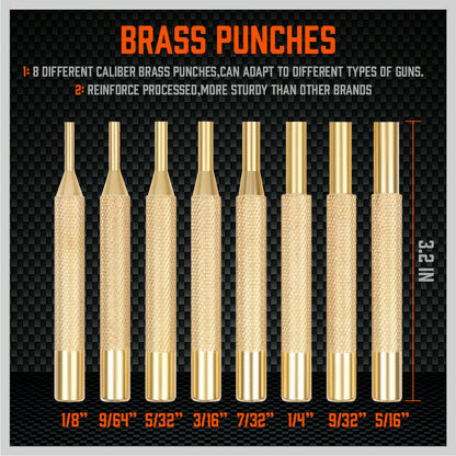 19Pack Hammer & Punch Brass / Roll Pin Punch Gun