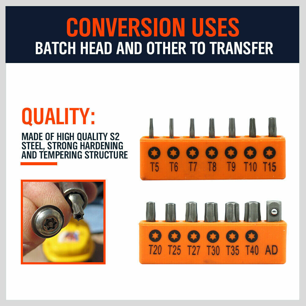 14Pack Torx Key Bit Tamper Proof Star Wrench Bits T5-T40