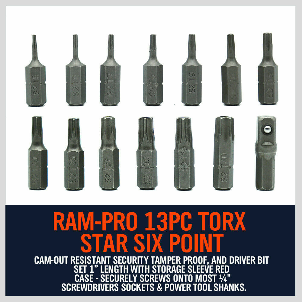 14Pack Torx Key Bit Tamper Proof Star Wrench Bits T5-T40