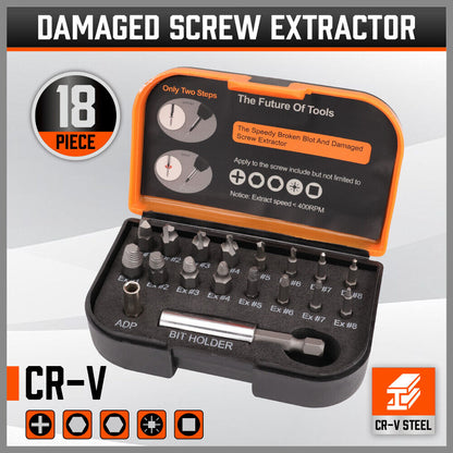 18x Magnetic Damaged Screw Extractor Broken Drill Bit Remover Hex