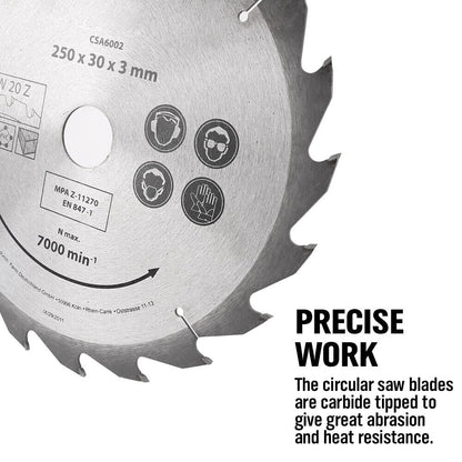 10x250MM Circular Saw Blade 20T Disc Saw Blade Wood Timber