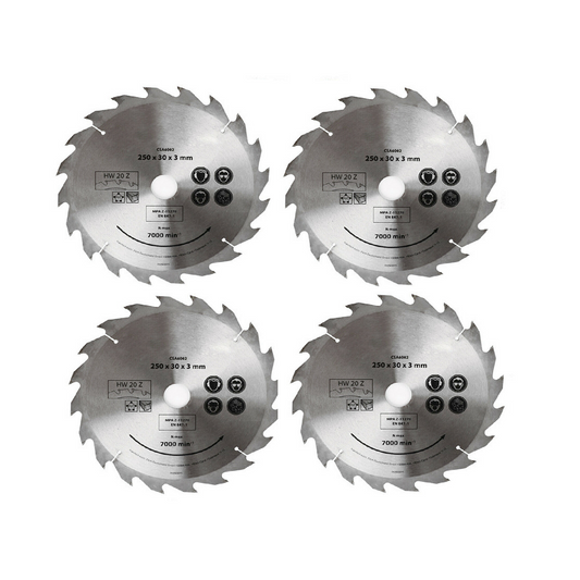 4x 250MM Circular Saw Blade 20T Disc Saw Blade Wood