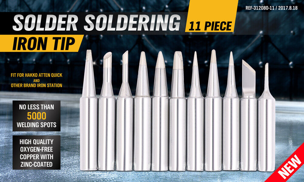11Pack Soldering Iron Tips Solder Rework Lead Free Hakko Soldering