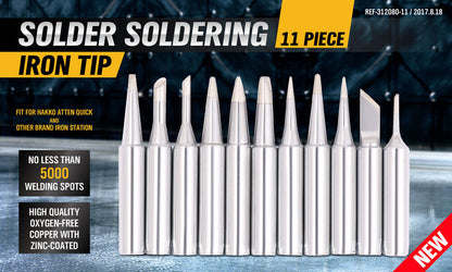 11Pack Soldering Iron Tips Solder Rework Lead Free Hakko Soldering