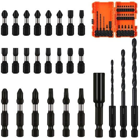 26Pack Impact Screwdriver Bit Magnetic Drill Bit Holder Quick Release