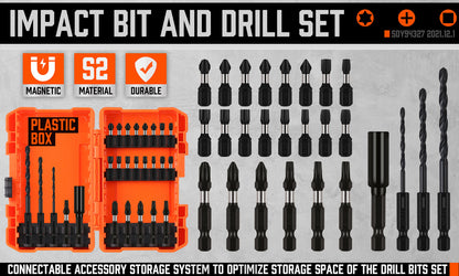 26Pack Impact Screwdriver Bit Magnetic Drill Bit Holder Quick Release