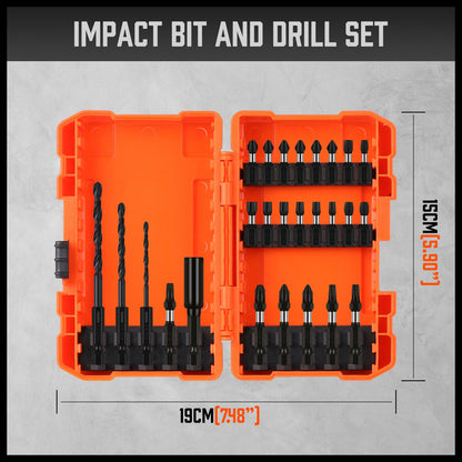 26Pack Impact Screwdriver Bit Magnetic Drill Bit Holder Quick Release
