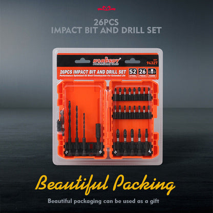 26Pack Impact Screwdriver Bit Magnetic Drill Bit Holder Quick Release