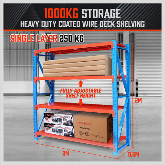 2mx2m Steel Racks Shelves Garage Storage Warehouse Tyre Shelving 1000