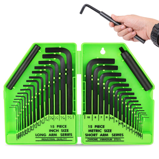 32Packs Hex Key Allen Wrench Metric & SAE Storage Case