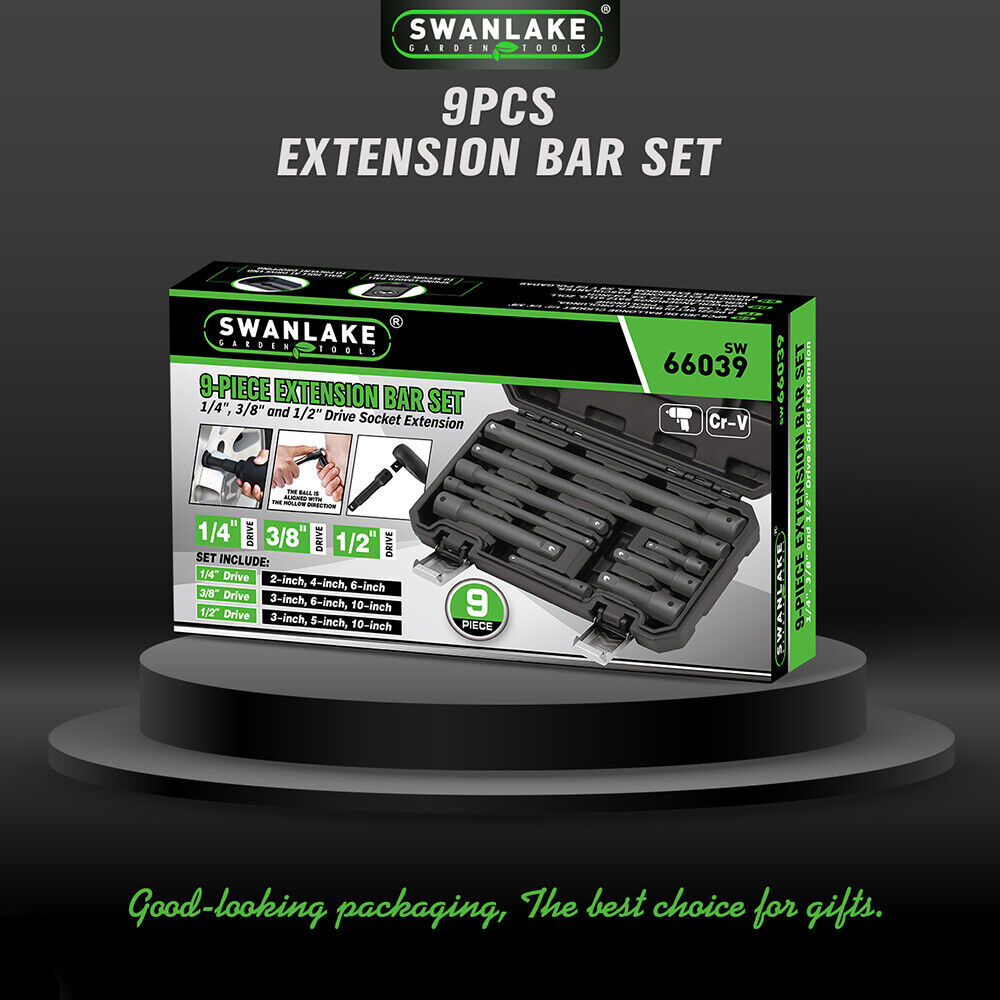 9Packs Extension Bar 1/4" 3/8" 1/2" Black Drive Socket Auto