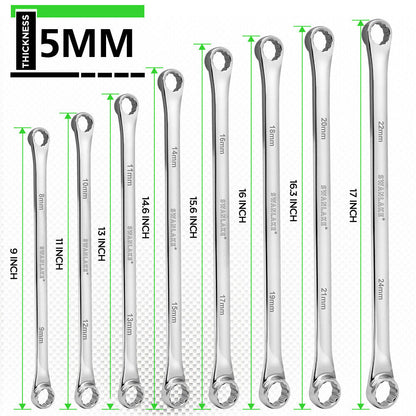 8PC Aviation Spanner Extra Long Wrench Double Ring CRV With