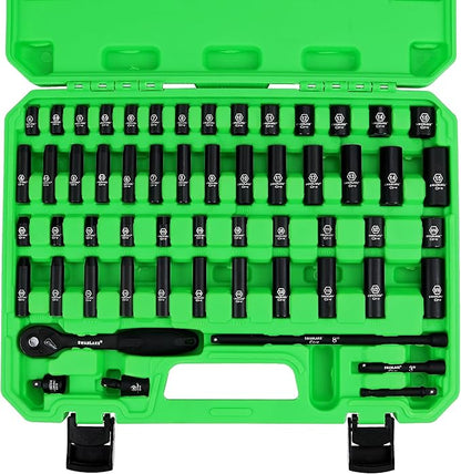 SWANLAKE 1/4" Drive Impact Socket Set, 56-Piece Standard SAE (5/32