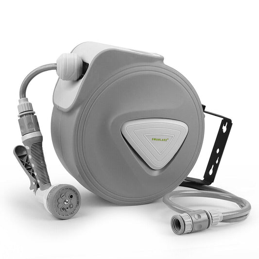 10M Retractable Garden Air Hose Reel Storage Auto Rewind Wall
