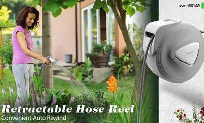 10M Retractable Garden Air Hose Reel Storage Auto Rewind Wall