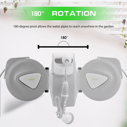 10M Retractable Garden Air Hose Reel Storage Auto Rewind Wall