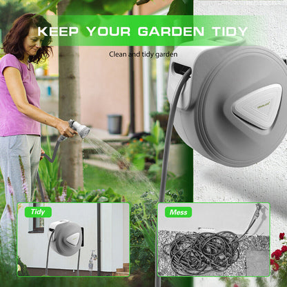 10M Retractable Garden Air Hose Reel Storage Auto Rewind Wall