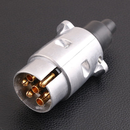 7 Pin Male + Female Round Trailer Plug LARGE Adapter