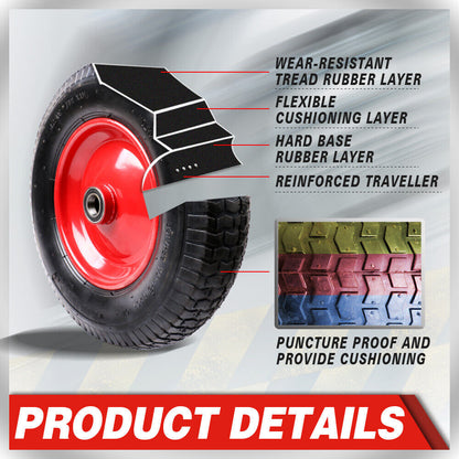 16" Wheelbarrow Trolley Wheel 4.80 4.00-8 Pneumatic Tyre 25.4mm Bore