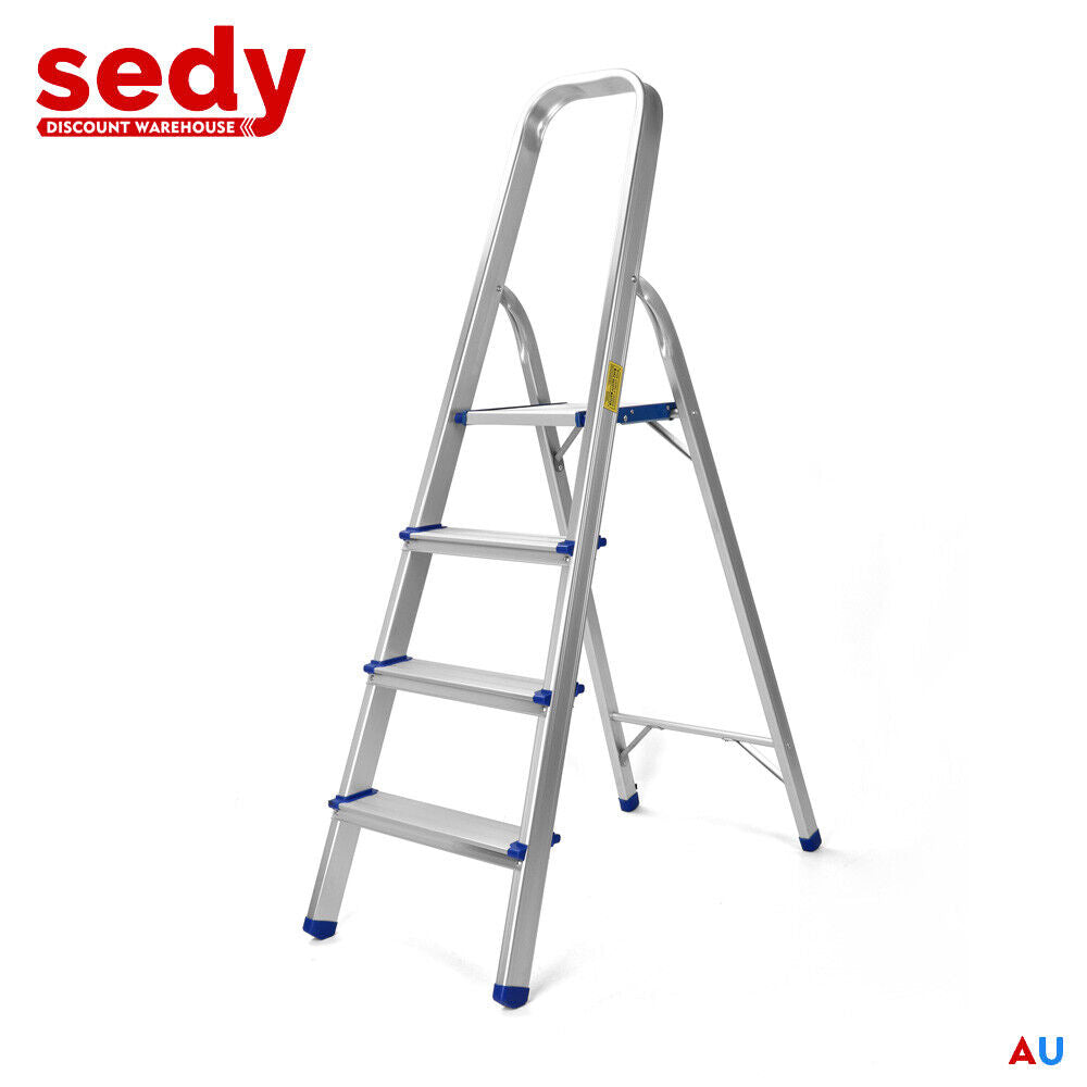 4 Step Ladder Multi Purpose Foldable Folding Aluminium Home Office