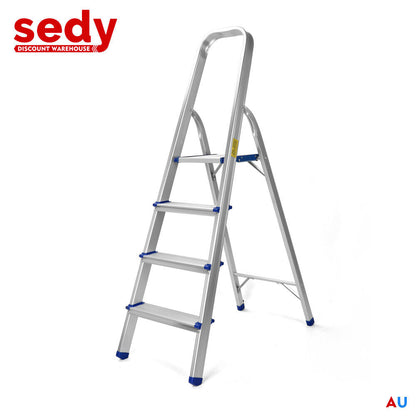 4 Step Ladder Multi Purpose Foldable Folding Aluminium Home Office