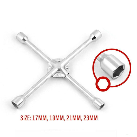 14" Wheel Brace Spanner 4-way Cross Wrench Car Tyre Nut