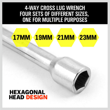 14" Wheel Brace Spanner 4-way Cross Wrench Car Tyre Nut