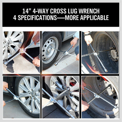 14" Wheel Brace Spanner 4-way Cross Wrench Car Tyre Nut
