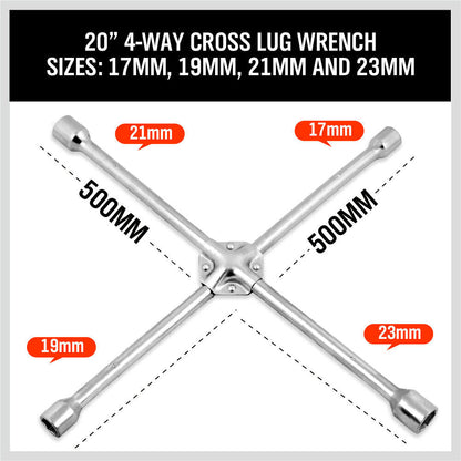 20” Wheel Brace Spanner 4-way Cross Wrench Car Tyre Nut
