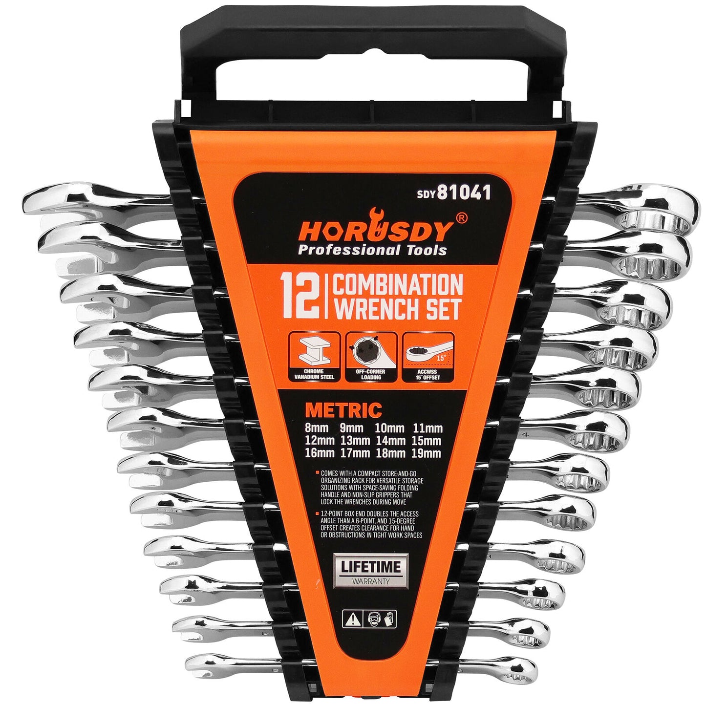 12x Metric Combination Spanner Ring Open Ended Combo Wrench CRV