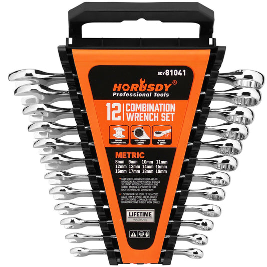 12x Metric Combination Spanner Ring Open Ended Combo Wrench CRV