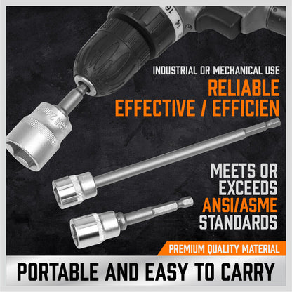 6Pack Drill Socket Adapter Long Short Combination Extension Impact Nut