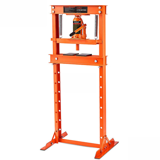 12-Ton Hydraulic Heavy-Duty Floor Shop Press H-Frame Straightening Metal Garages
