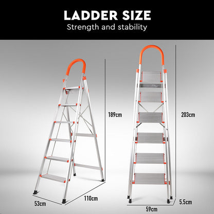 6 Step Ladder Folding Aluminium Portable Multi Purpose Household Tool