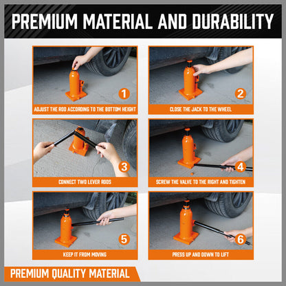4-Ton (8,000 LBs) Hydraulic Bottle Jack Heavy-Duty Car Lifter with