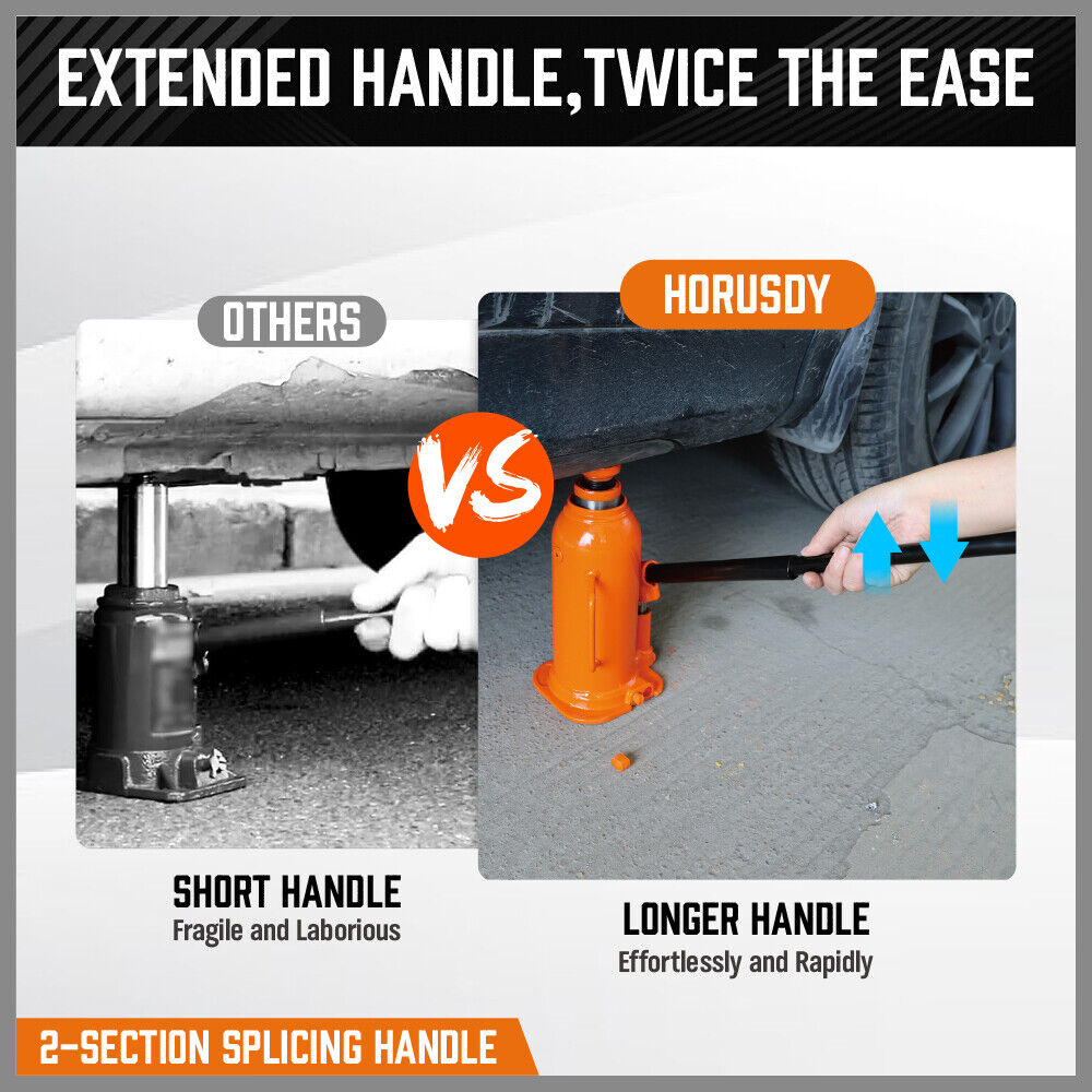 8-Ton (16,000 LBs) Hydraulic Bottle Jack Heavy-Duty Car Lifter with