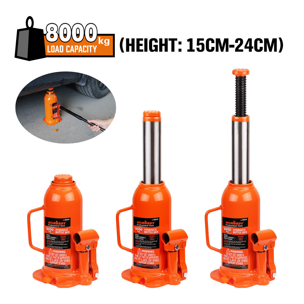 8-Ton (16,000 LBs) Hydraulic Bottle Jack Heavy-Duty Car Lifter with